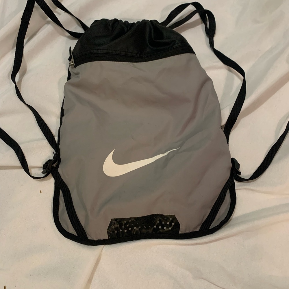Nike Black and Gray Drawstring Backpack